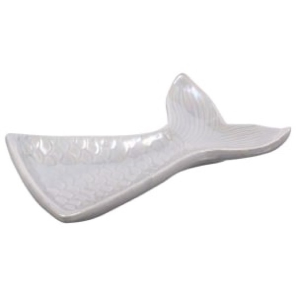 Pearlized Ceramic Mermaid Tail Decor Dish NWT Gray - Picture 3 of 5